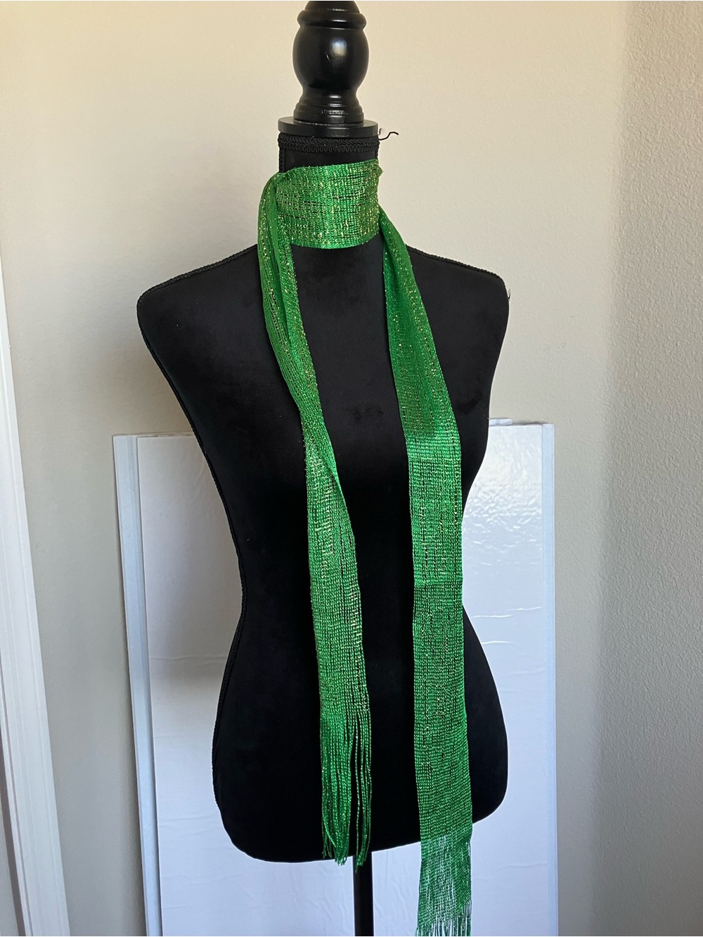 Green Metallic Fringe Scarf - Women Accessories
